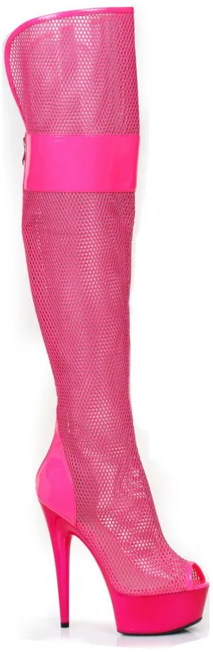 6" Fishnet Platform Thigh Boot (ES609-IVY)