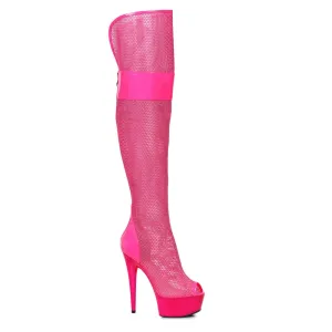 6" Fishnet Platform Thigh Boot (ES609-IVY)