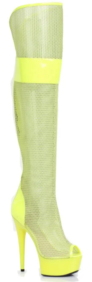 6" Fishnet Platform Thigh Boot (ES609-IVY)