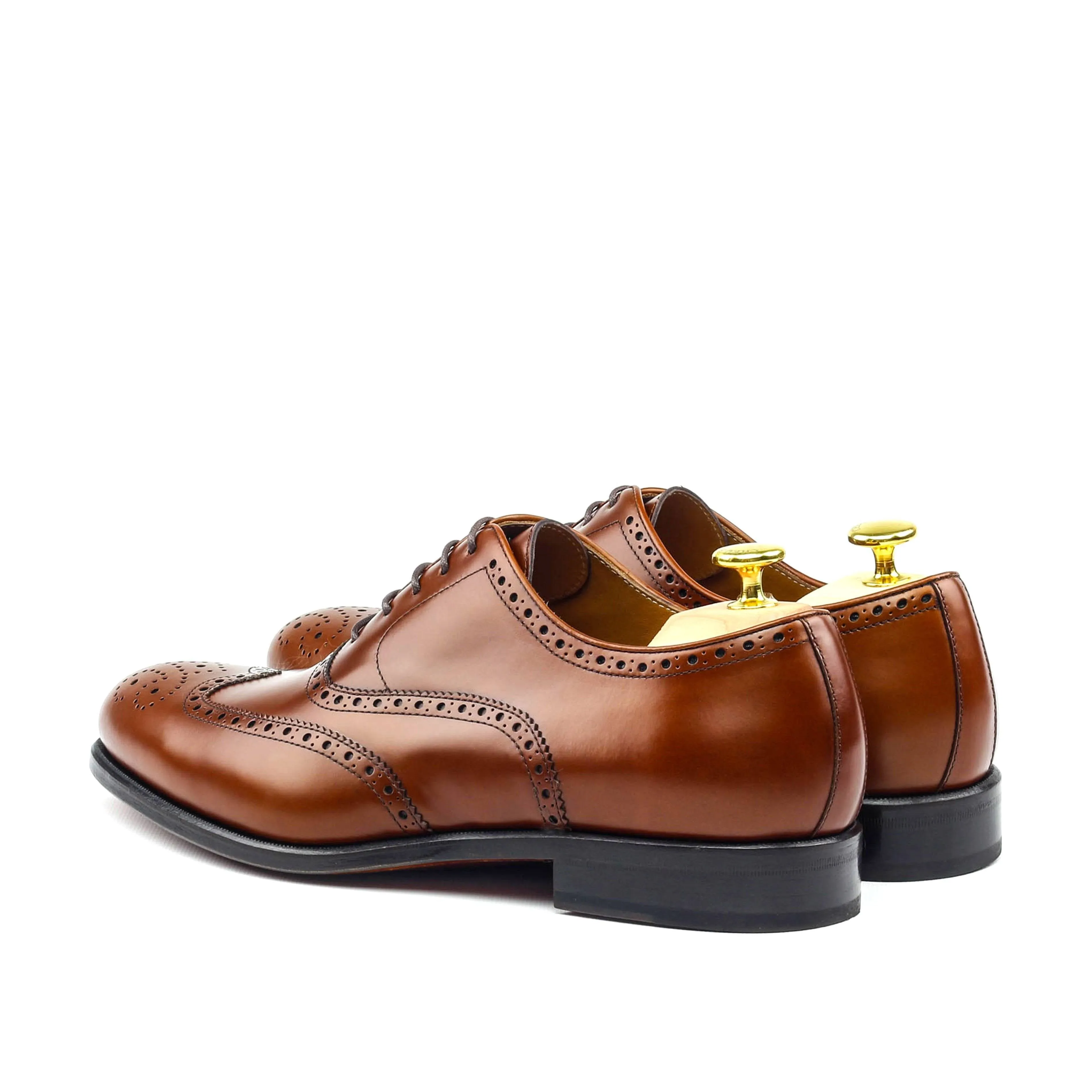 ALAN - Cognac Brown leather Wingtip Brogue Oxford sheos (big sizes)