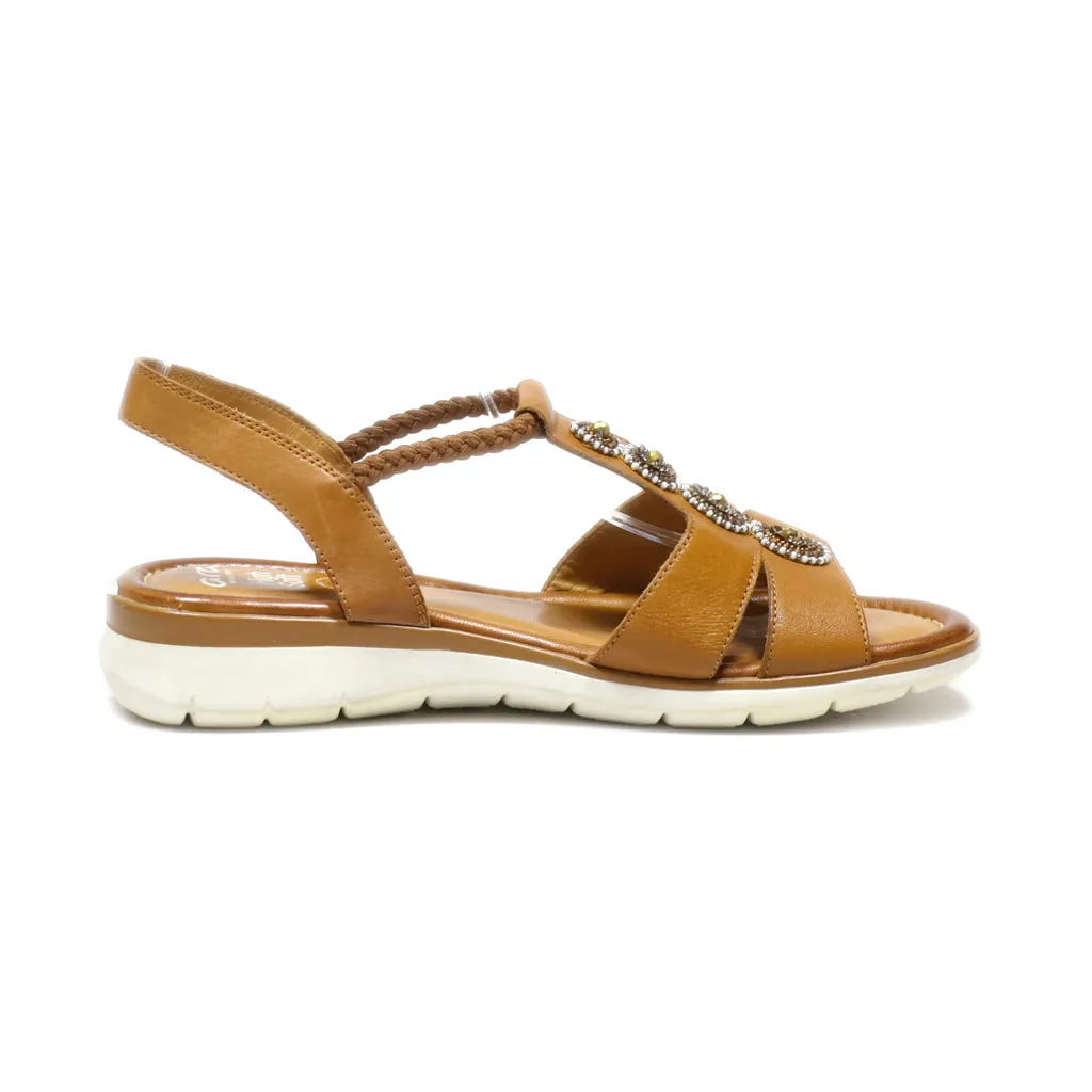 Ara Platform Sandals Leather Brown Colour For Women