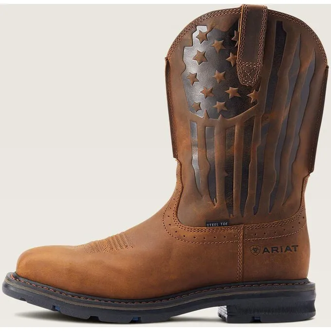 Ariat Men's Sierra Shock Shield Patriot ST Western Work Boot -Brown- 10044426