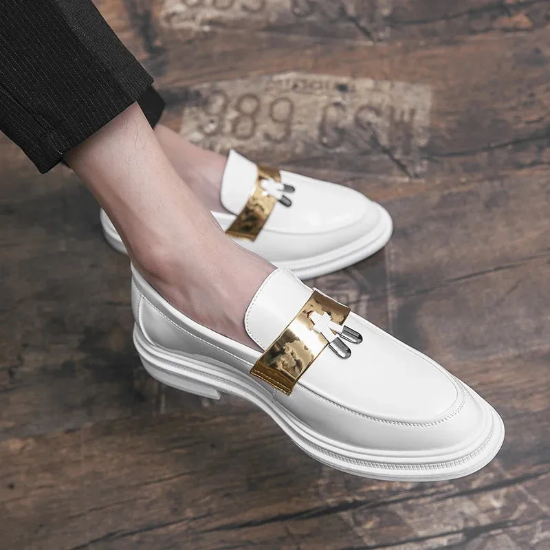 Ashore Shop Spring  White Loafers Shoes Men's Thick Sole Waterproof  Oxford  Chic Standout