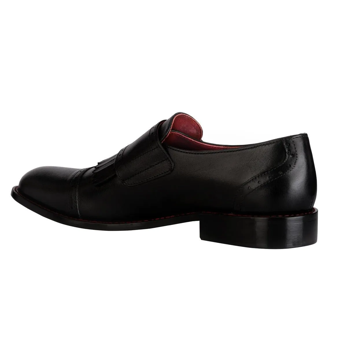 Auburn Leather Oxford Style Monk Straps