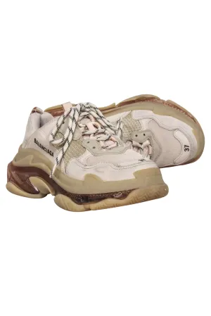 Balenciaga - Beige, Cream & Tan Chunky "Triple S" Sneakers Sz 7