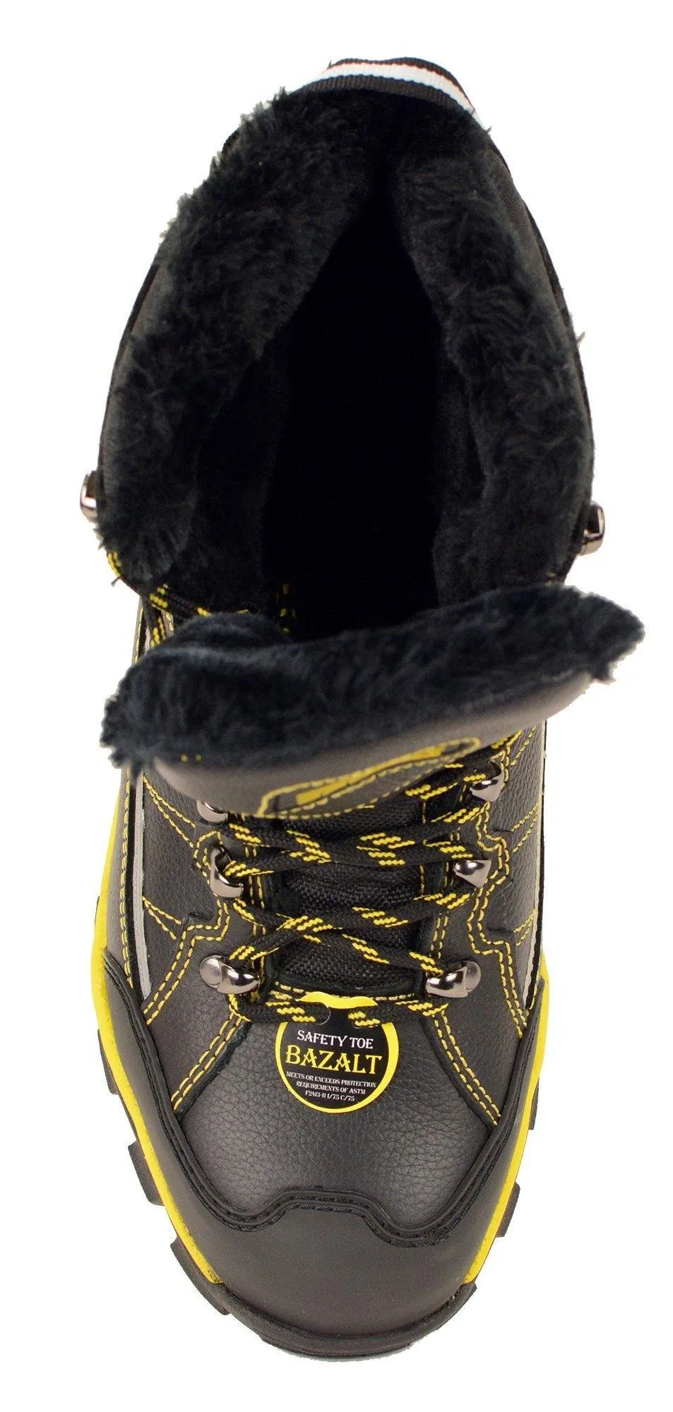 BAZALT-MPM9125ST-BAZALT-Men’s Black & Yellow Water & Frost Proof Leather Boots w/ Faux Fur Lining & Composite Toe