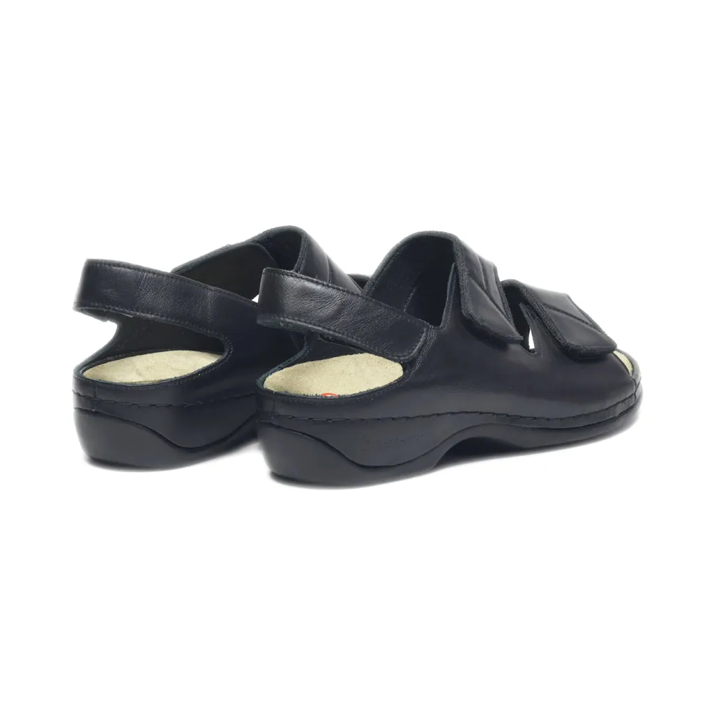 Berkemann Flat Sandals Leather Black Colour For Women