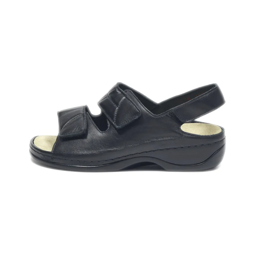 Berkemann Flat Sandals Leather Black Colour For Women