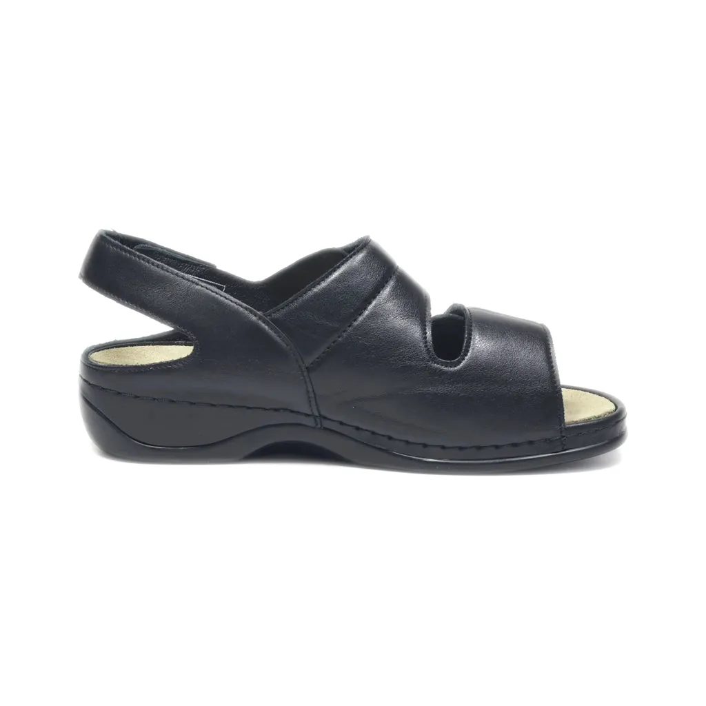 Berkemann Flat Sandals Leather Black Colour For Women