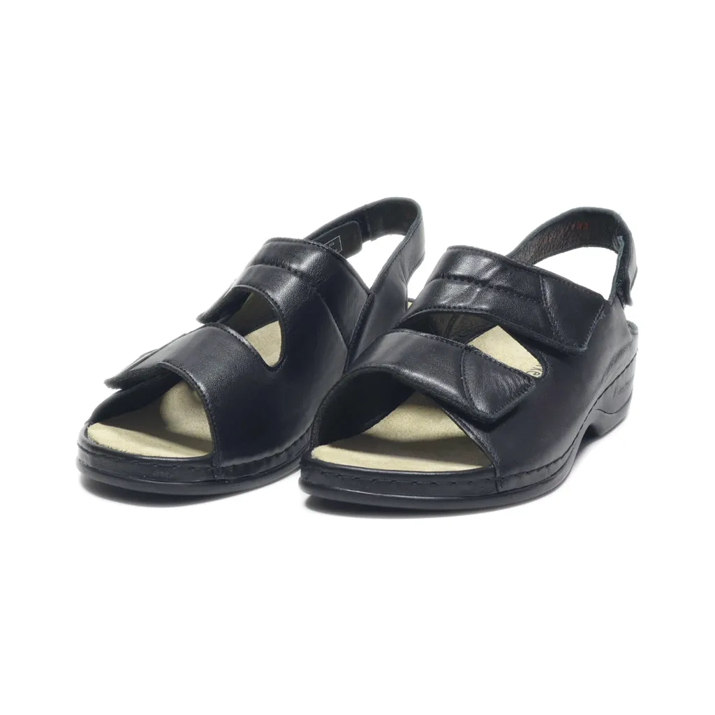 Berkemann Flat Sandals Leather Black Colour For Women