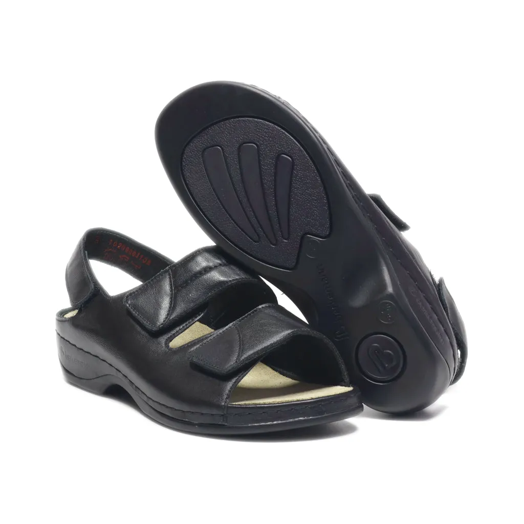 Berkemann Flat Sandals Leather Black Colour For Women