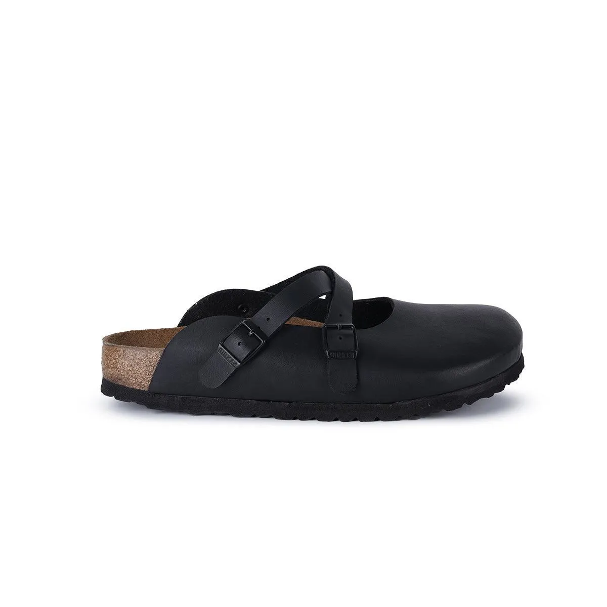 Birkenstock Dorian Birko Flor Mules Sliders Fabric Black Colour For Women