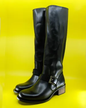 Black Horse Leather Motorcycle Boot