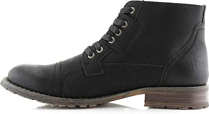 Black Mens Casual Work Lace Up Classic Motorcycle Combat Boots