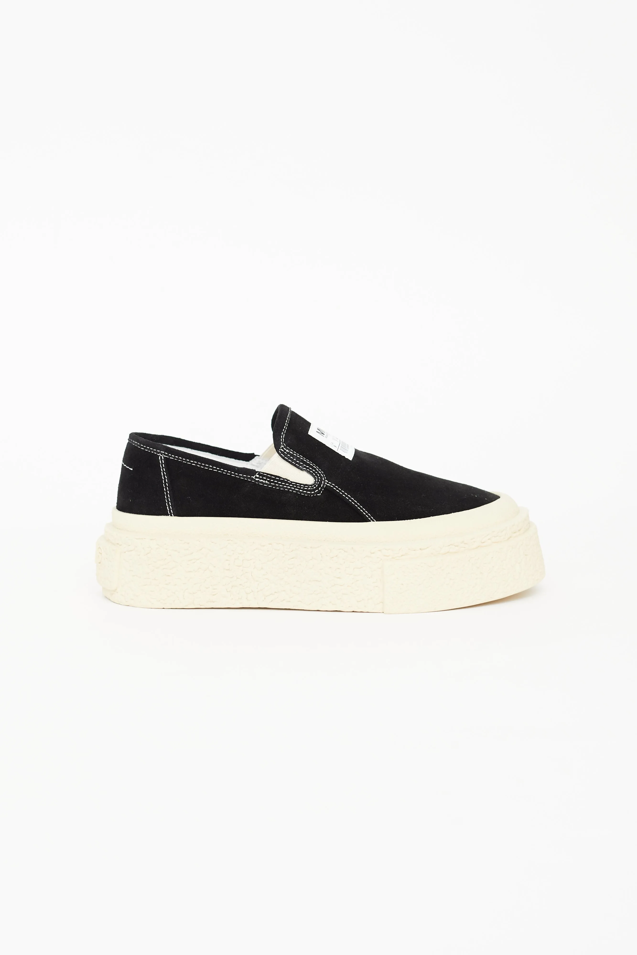 Black Suede Platform Slip On Sneaker