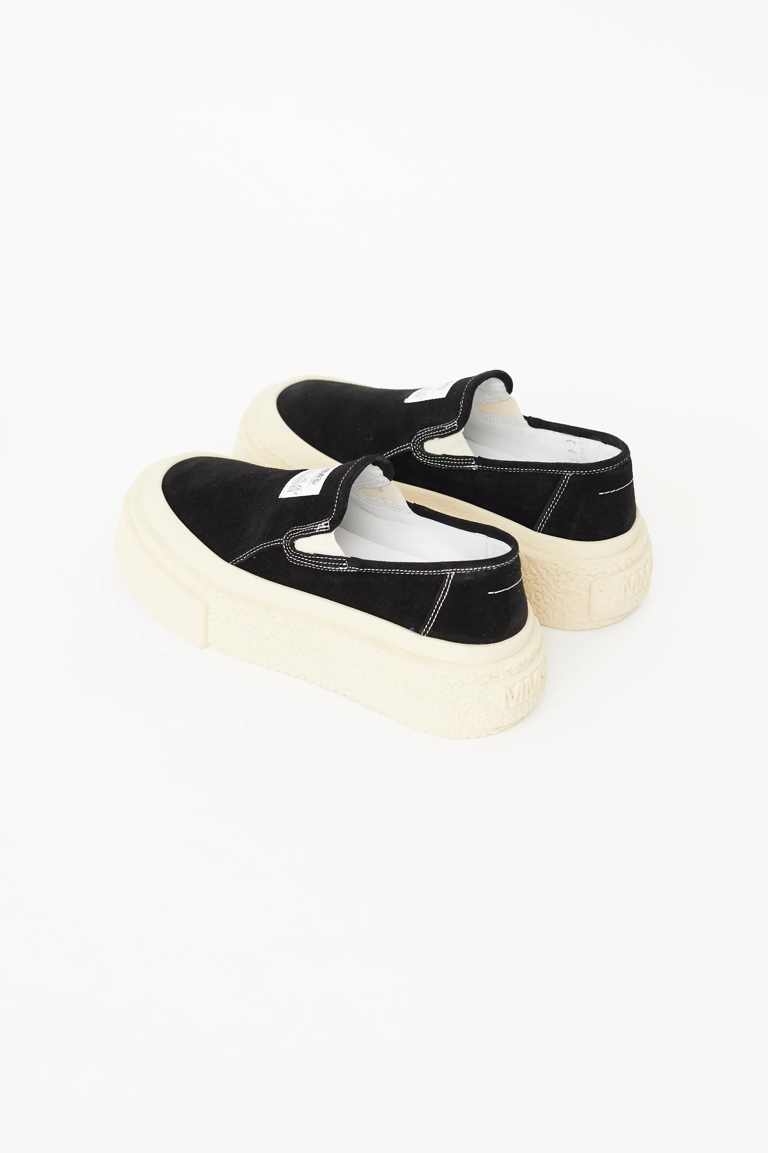 Black Suede Platform Slip On Sneaker