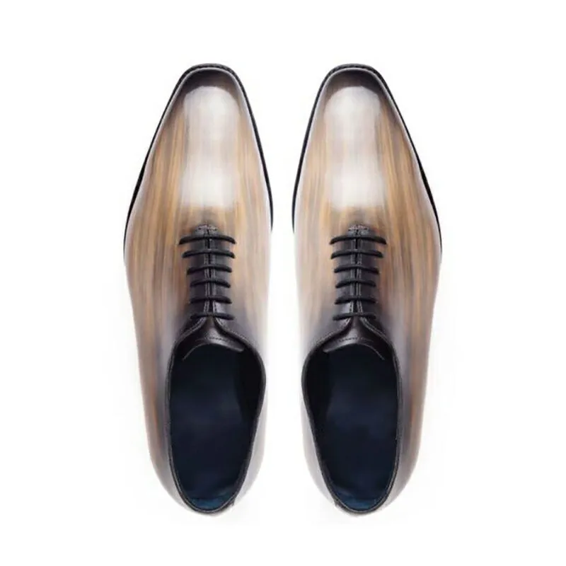 Blended Color Genuine Leather Oxford Shoes