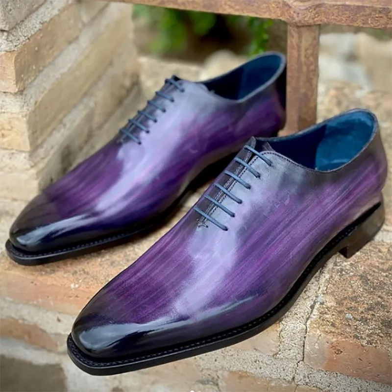 Blended Color Genuine Leather Oxford Shoes