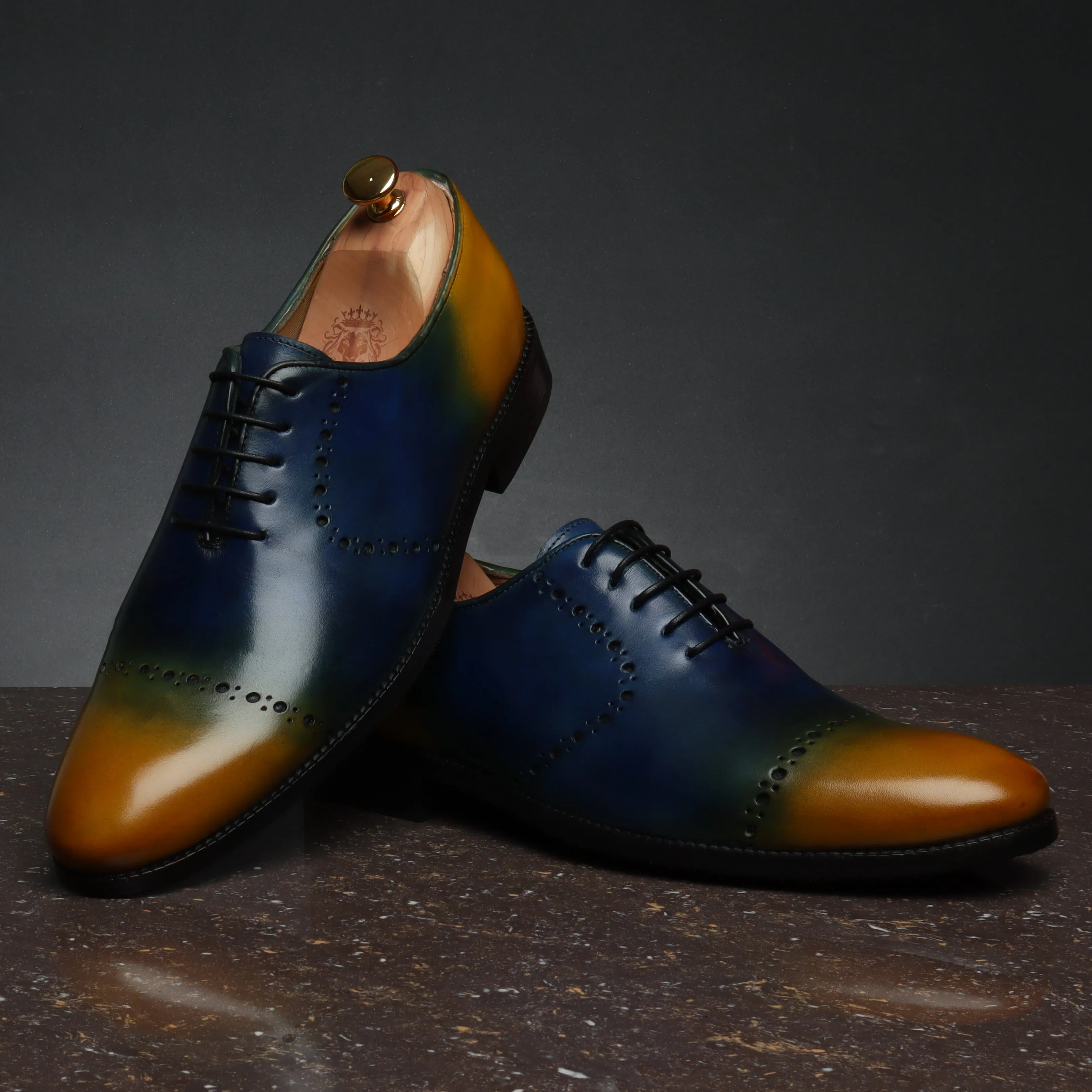 Blue and Yellow Genuine Leather Brogue/Oxford By Brune & Bareskin