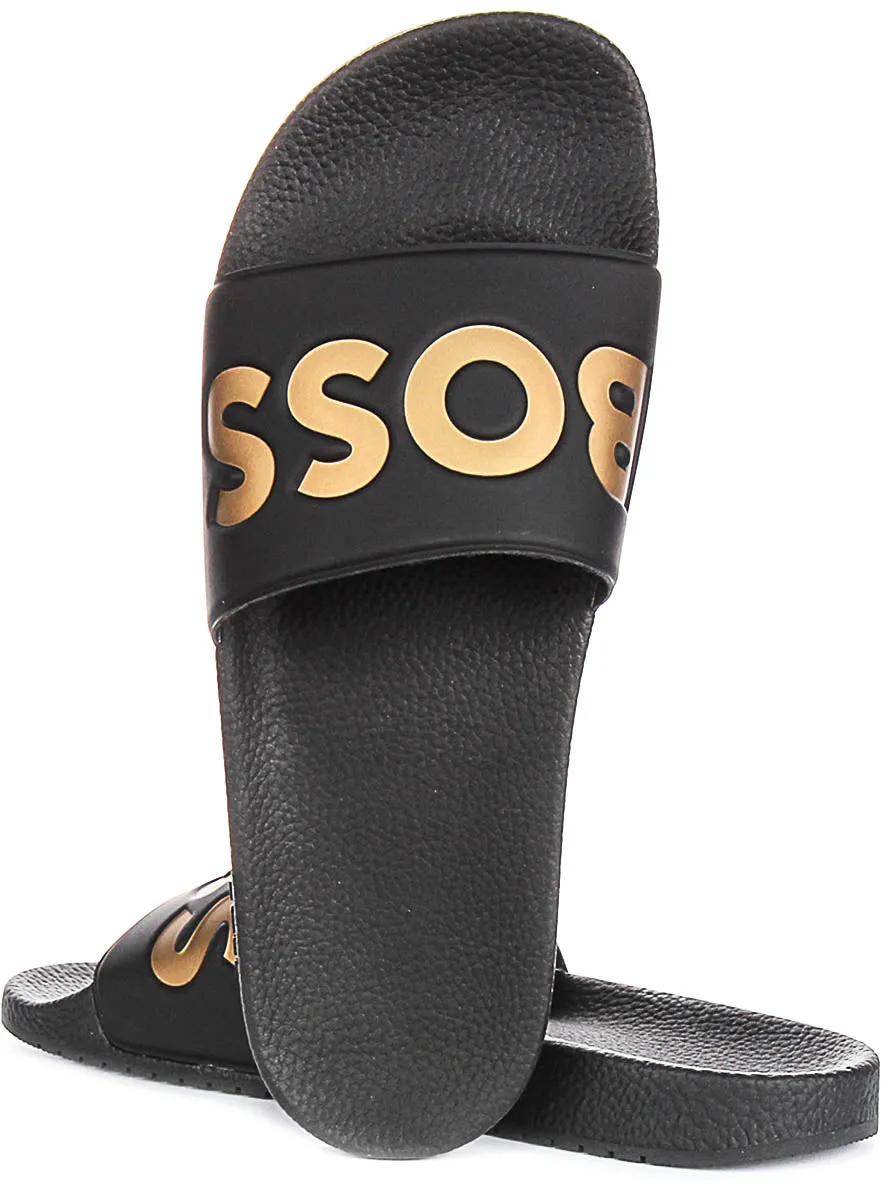 Boss Aryeh Slide In Black Gold