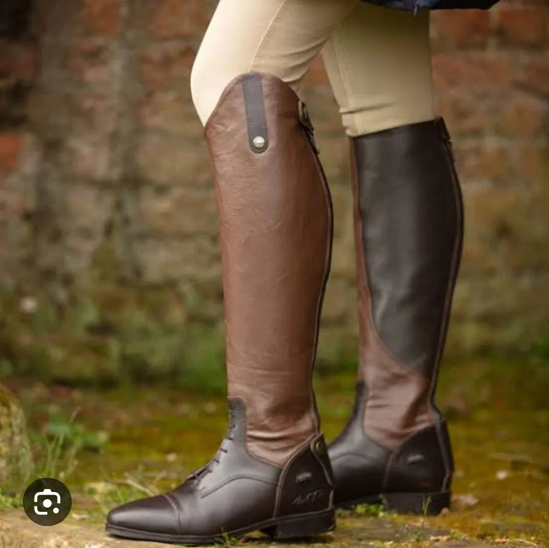 Brogini Como Long Laced Leather Riding Boots (Brown)