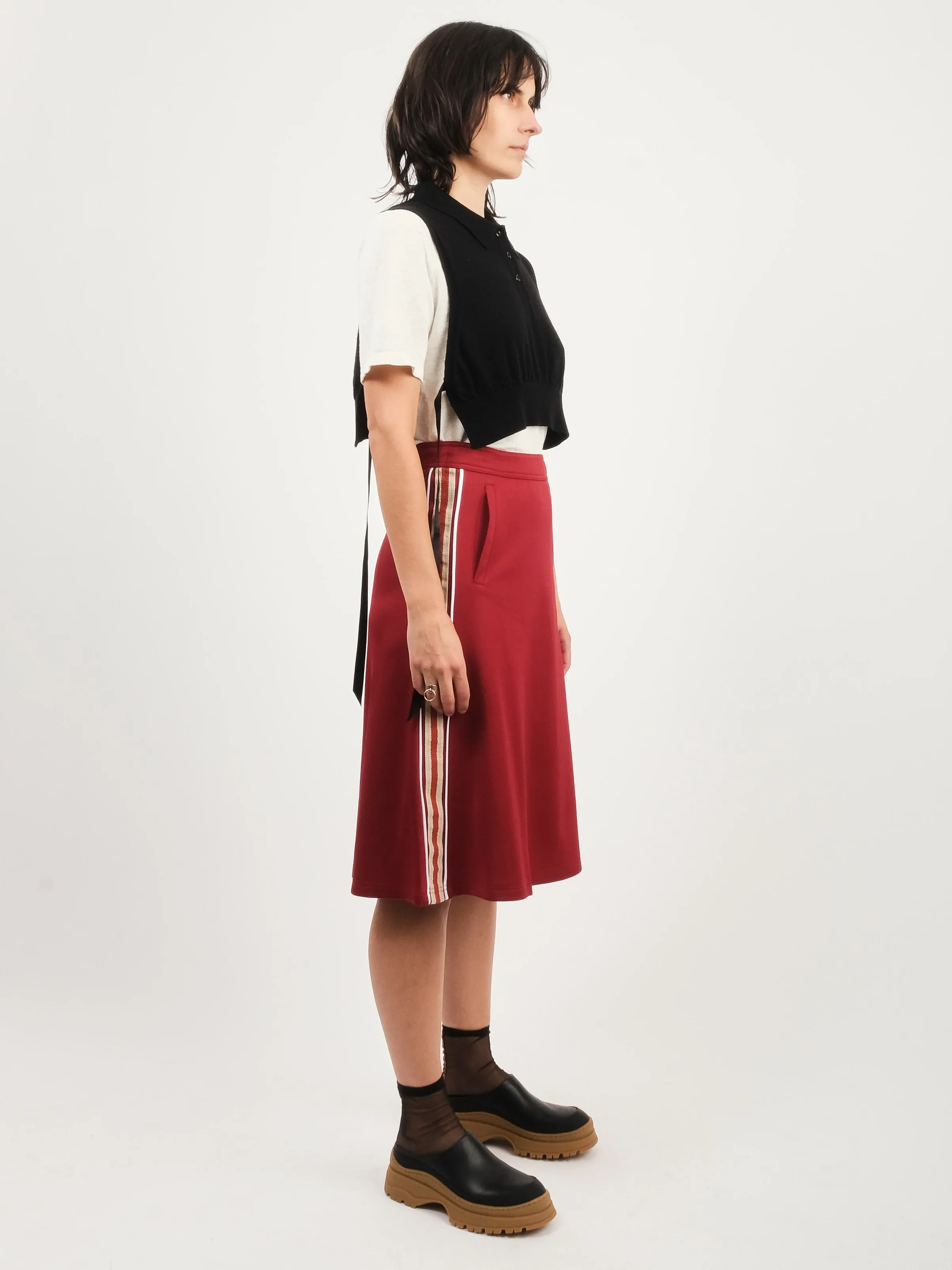 Burgundy Shine Jersey Skirt