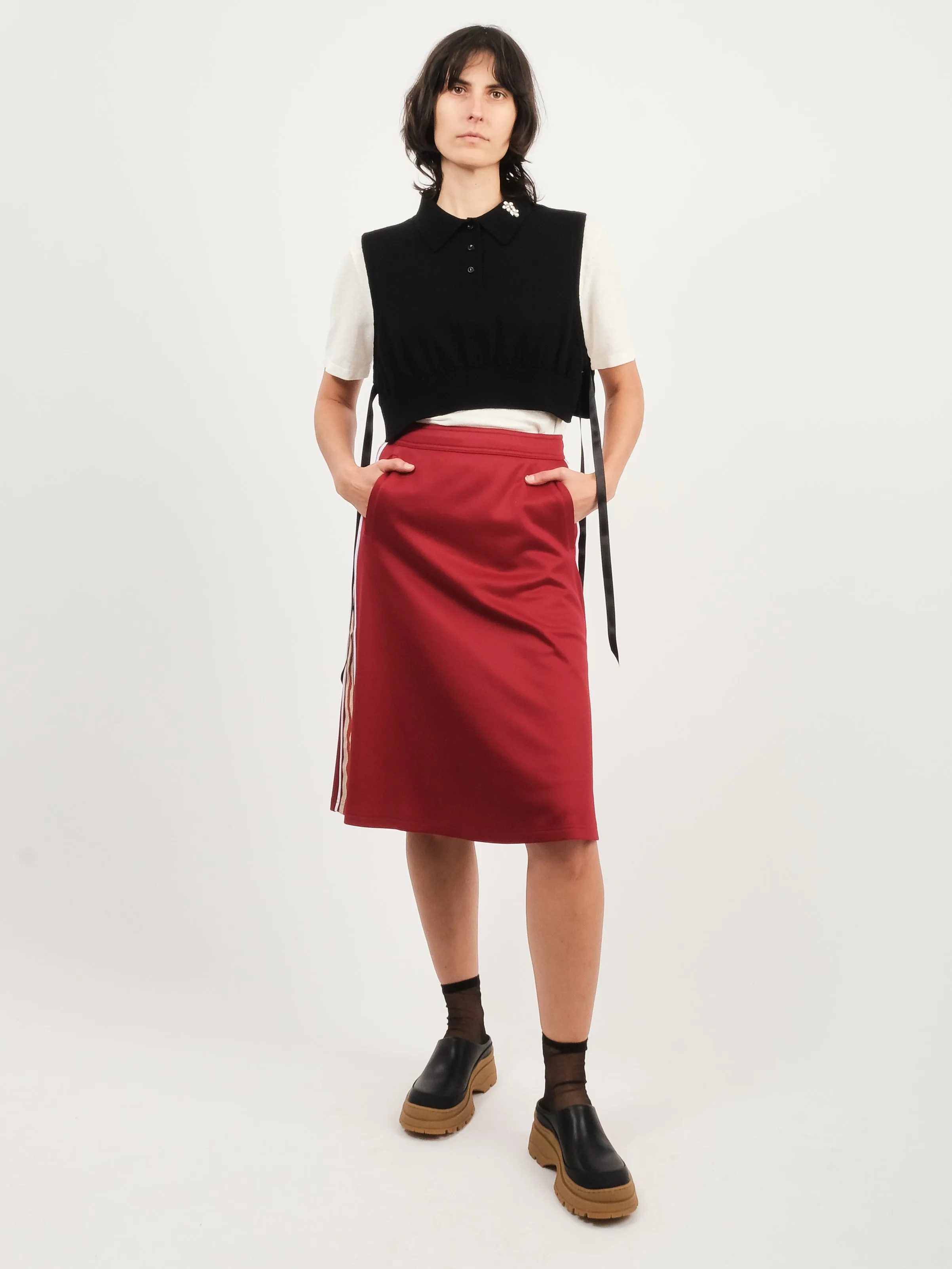 Burgundy Shine Jersey Skirt