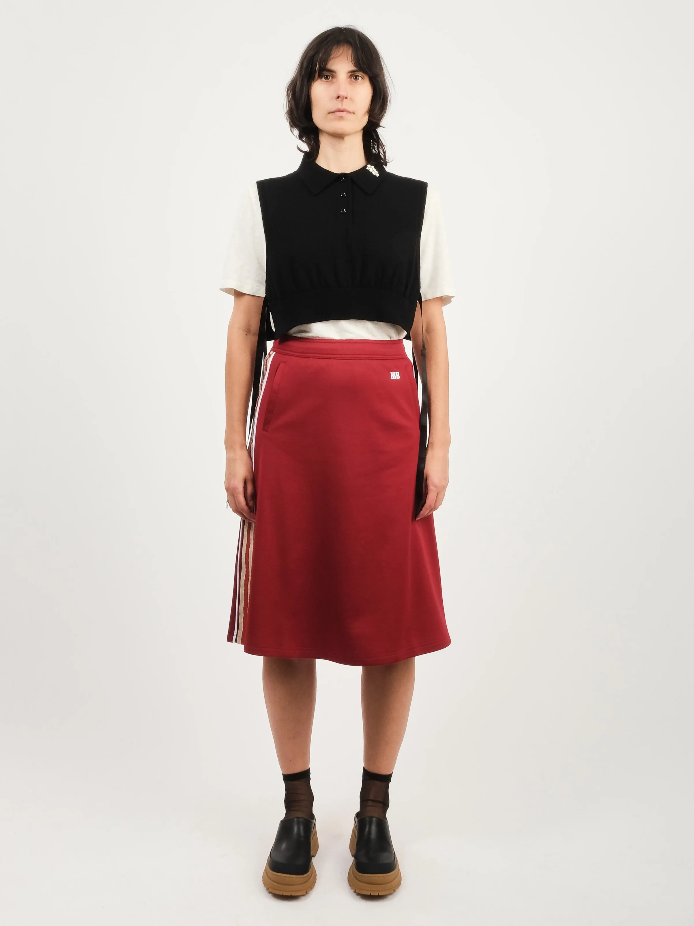 Burgundy Shine Jersey Skirt