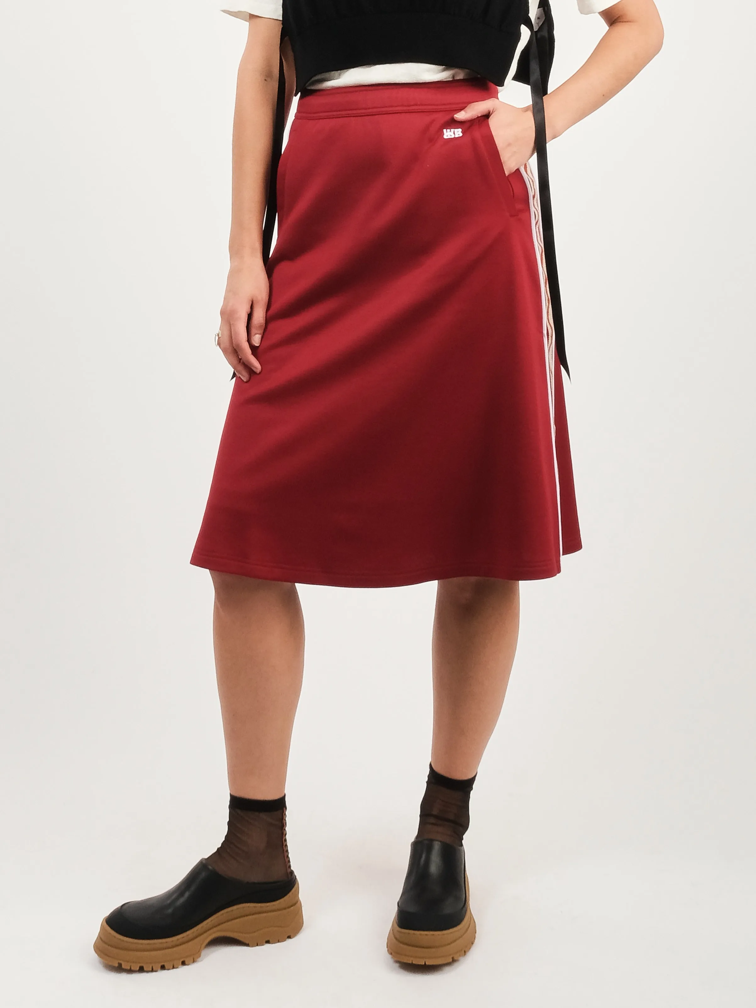 Burgundy Shine Jersey Skirt