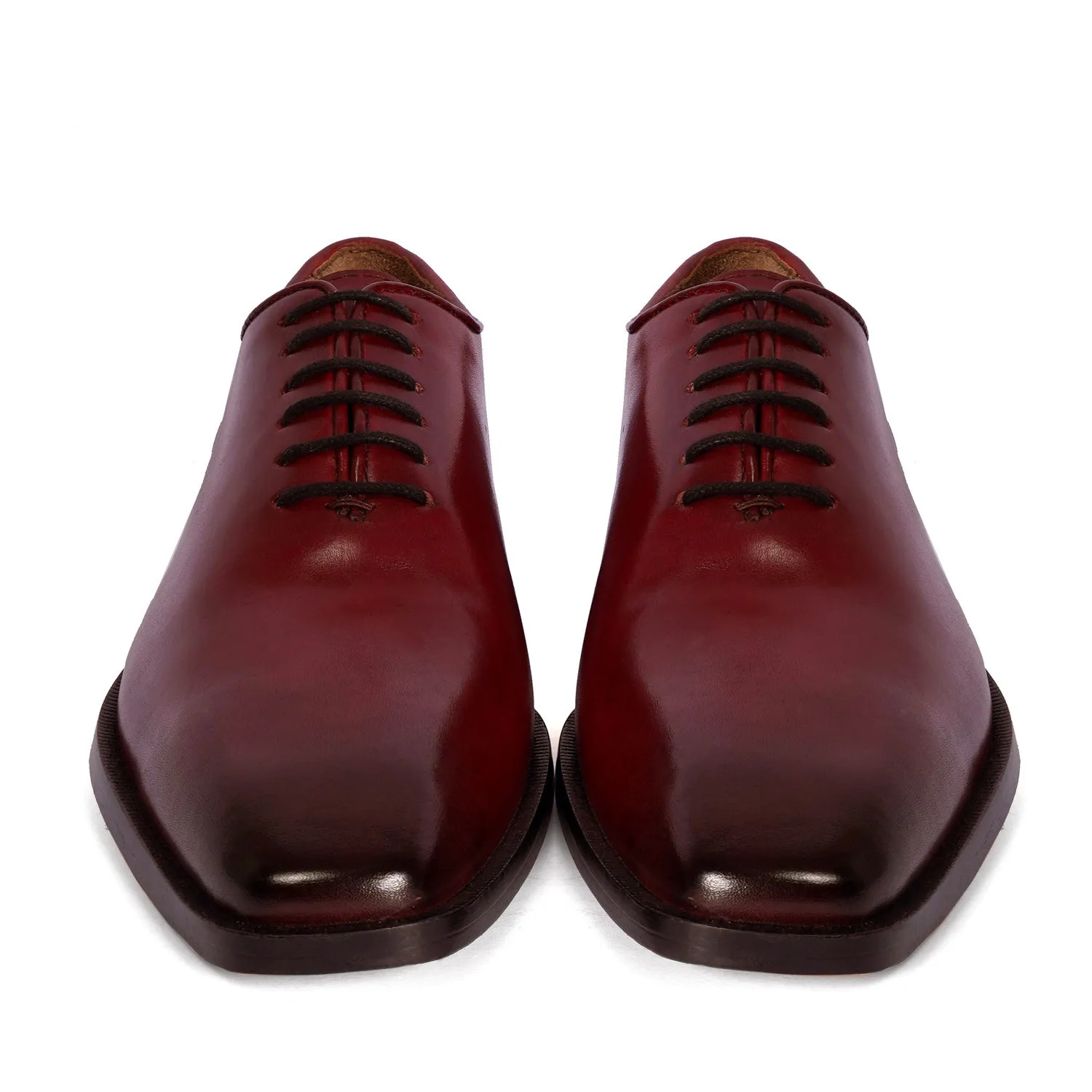 Burnished Wine Oxford Lace-Up Formal Shoes