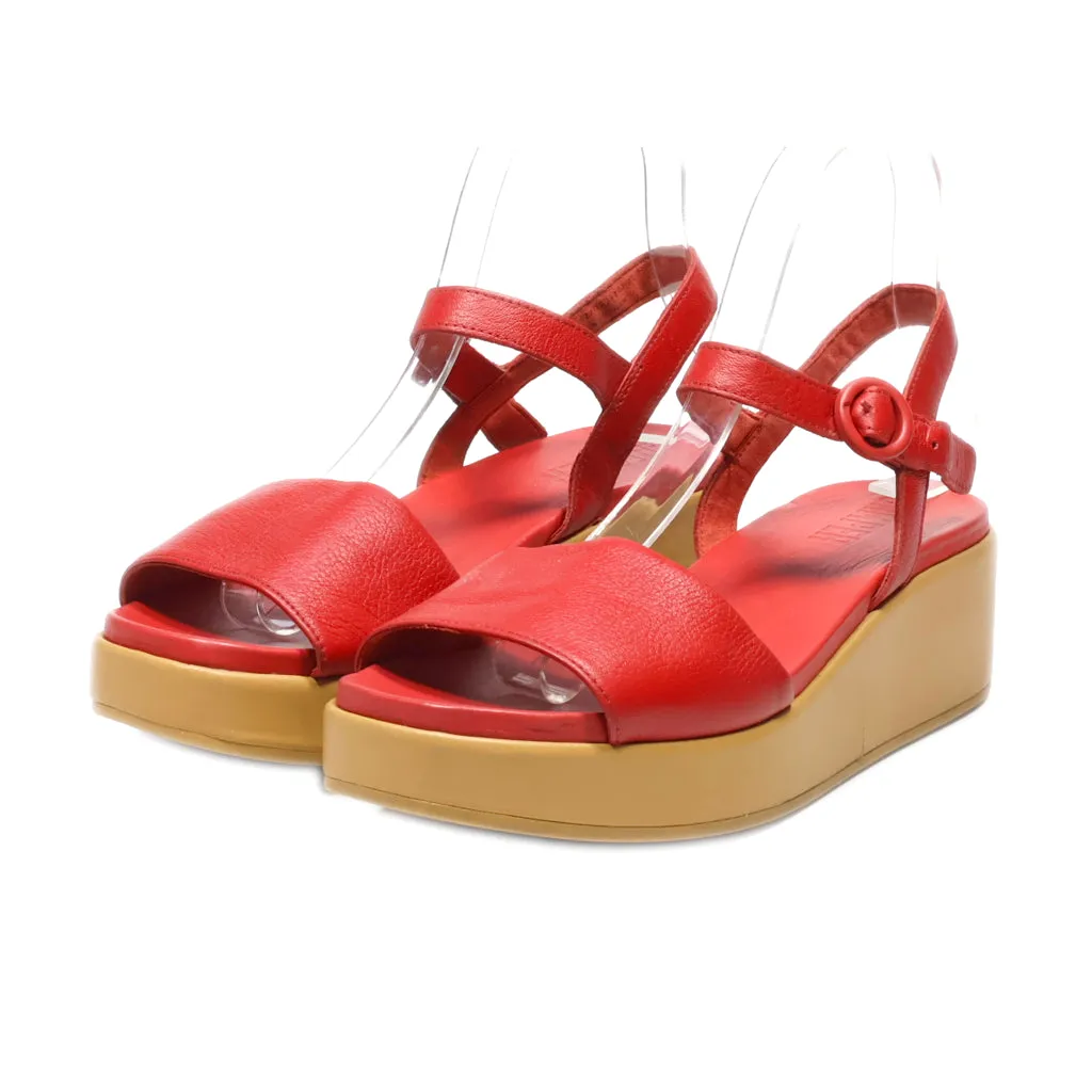 Camper Platform Sandals Leather Red Colour For Women