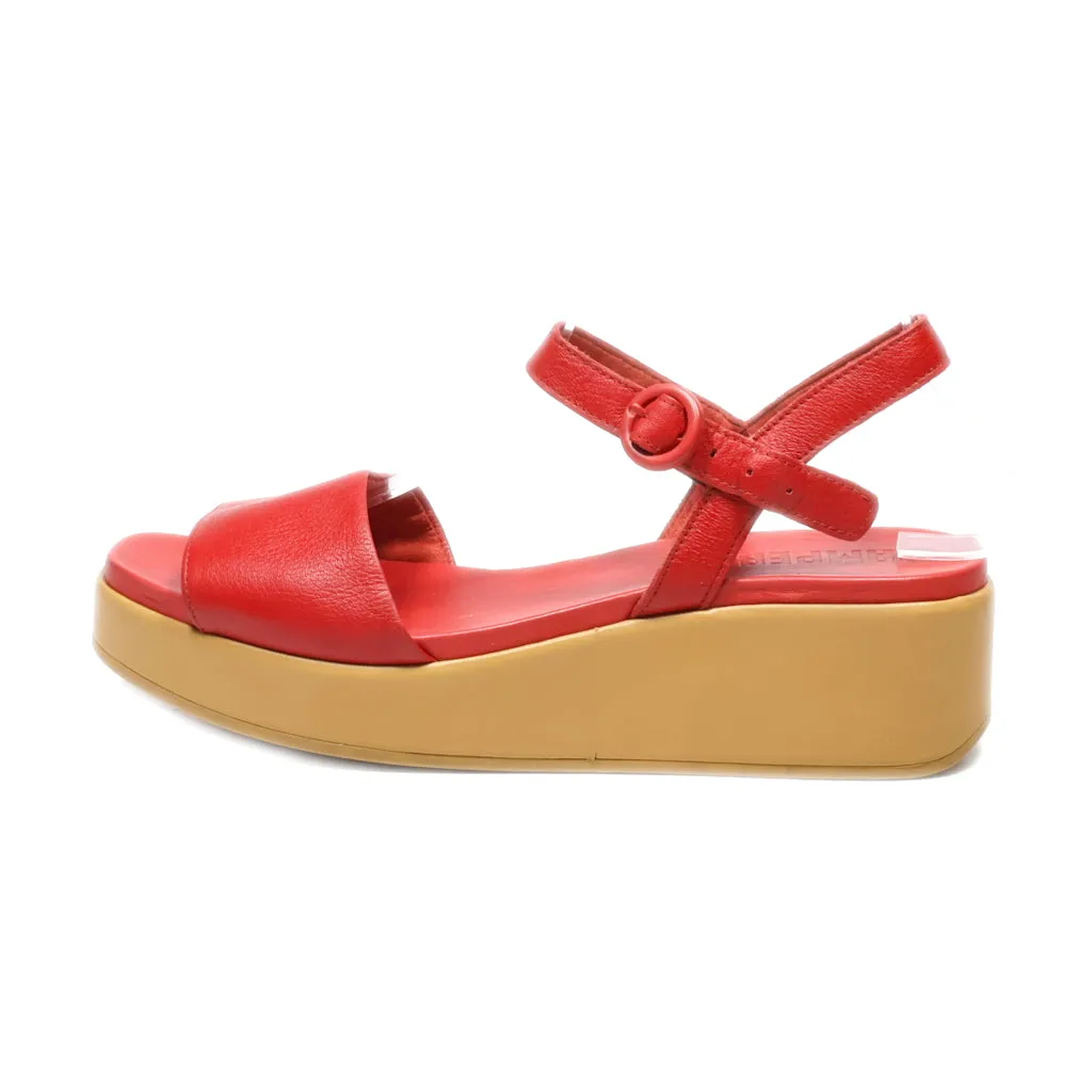 Camper Platform Sandals Leather Red Colour For Women