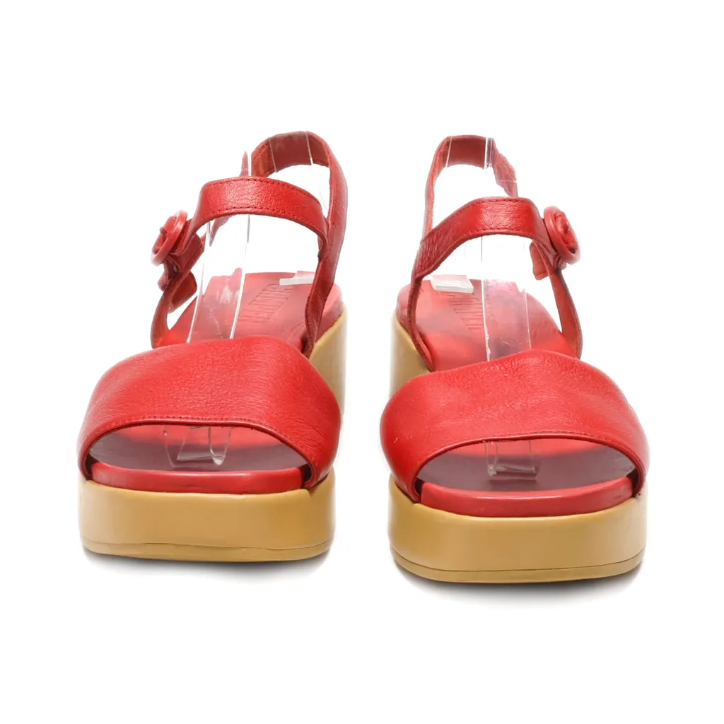 Camper Platform Sandals Leather Red Colour For Women