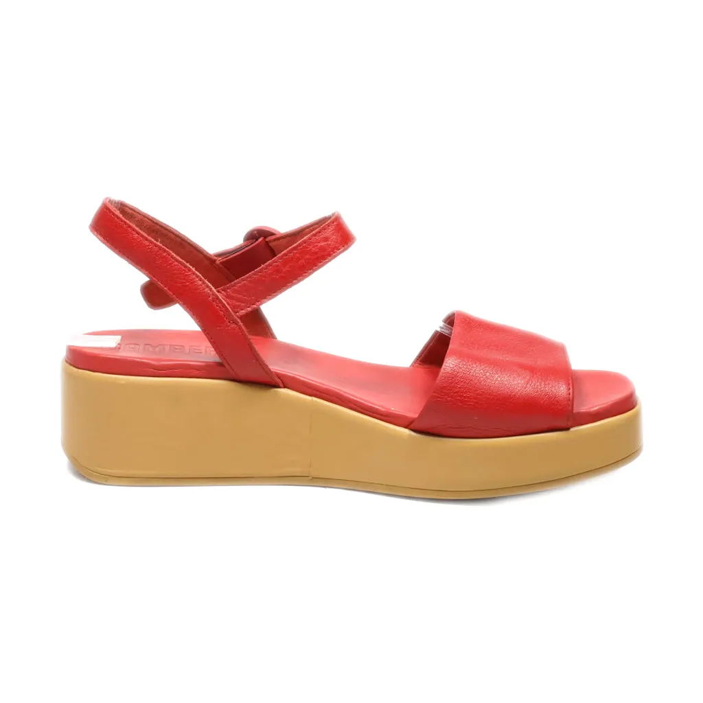 Camper Platform Sandals Leather Red Colour For Women