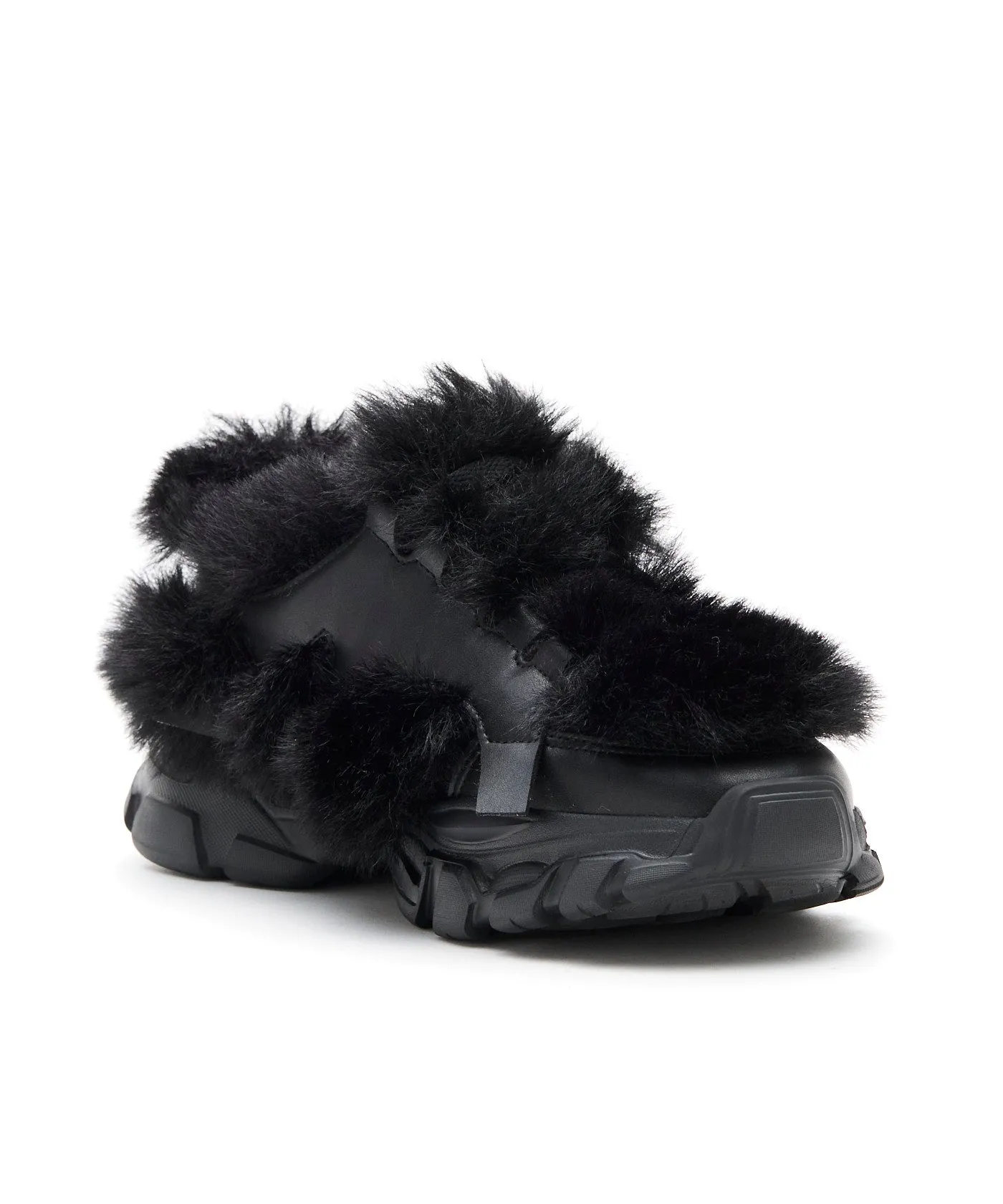 Chunky Fur Sneakers - Black