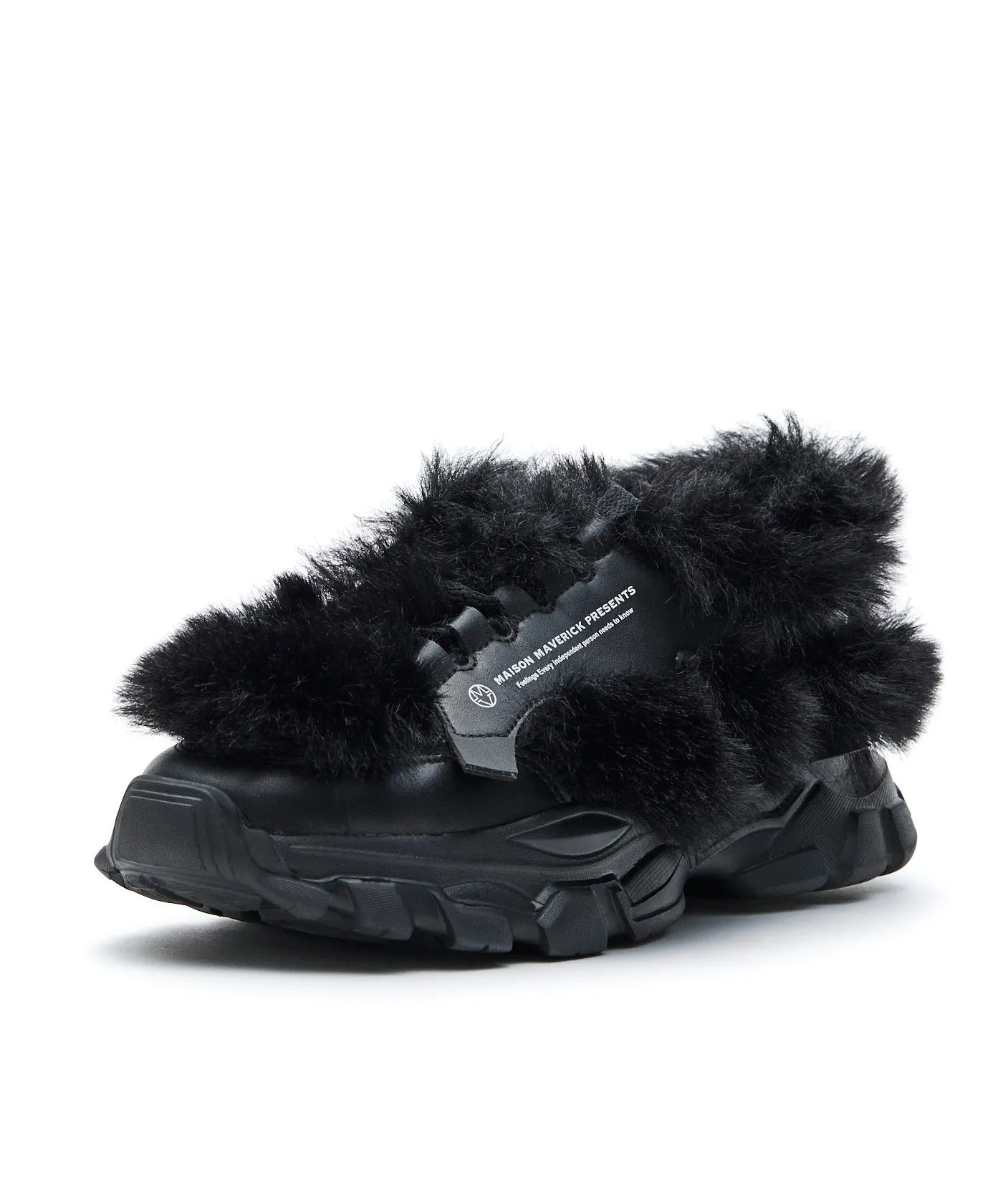 Chunky Fur Sneakers - Black