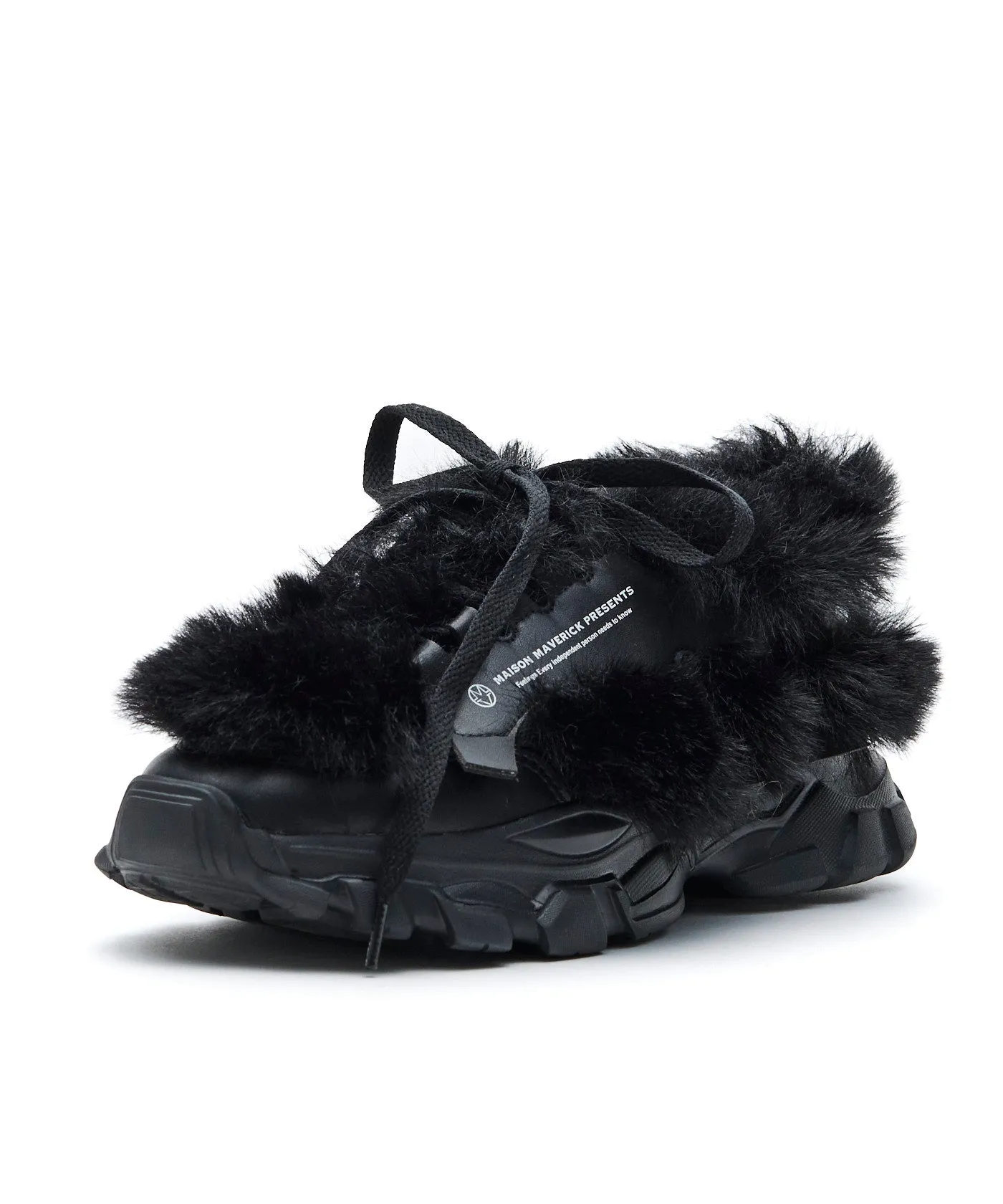 Chunky Fur Sneakers - Black