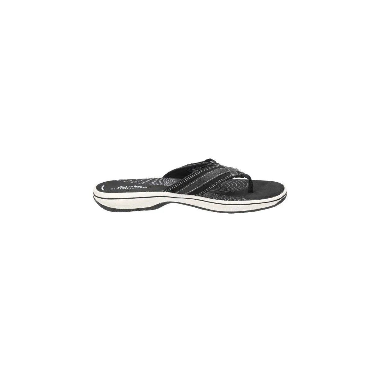 Clarks Cloudsteppers Breeze Sea Flat Sandals Leather Black Colour For Women