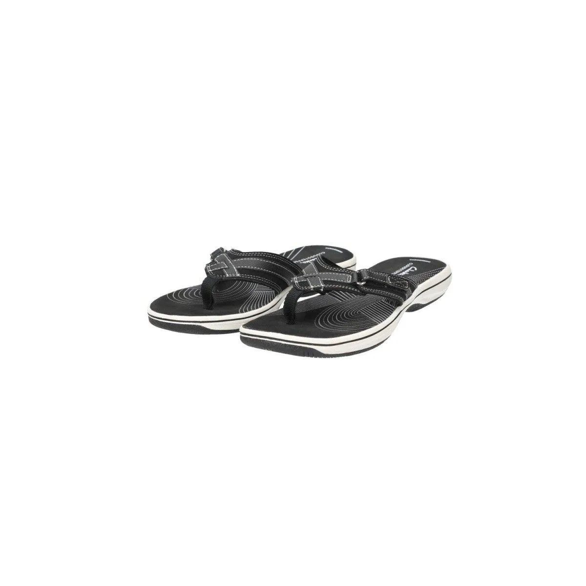 Clarks Cloudsteppers Breeze Sea Flat Sandals Leather Black Colour For Women