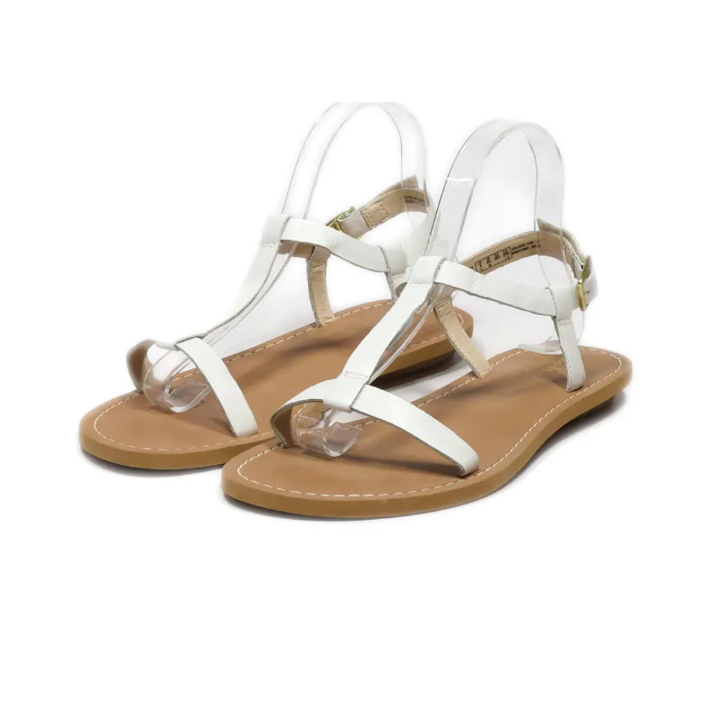 Clarks Sumerset Flat Sandals Leather White Colour For Women