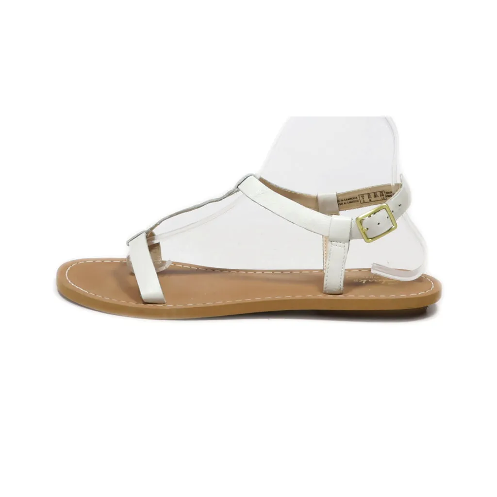 Clarks Sumerset Flat Sandals Leather White Colour For Women