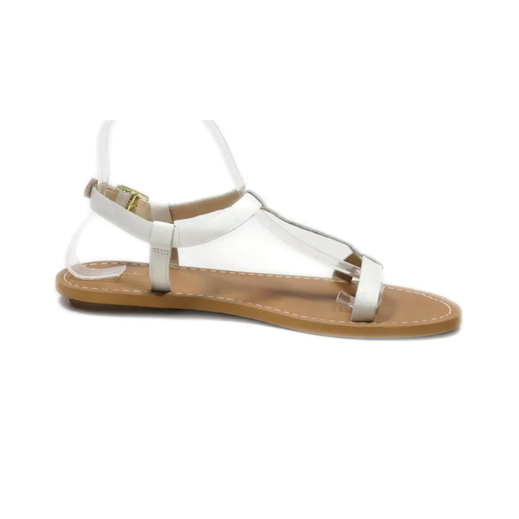 Clarks Sumerset Flat Sandals Leather White Colour For Women