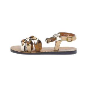 Coach Flat Sandals Leather Brown Colour For Kids