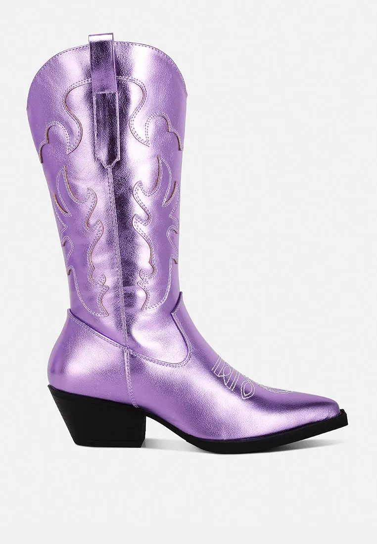 Cowby Metallic Faux Leather Cowboy Boots