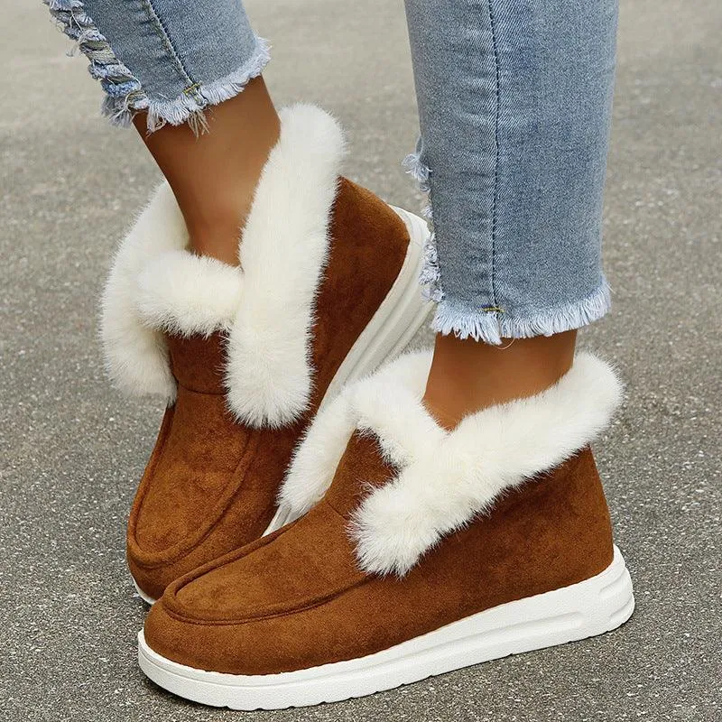 Cozy Fur-Lined Ankle Snow Boots - Women's Winter Warmers