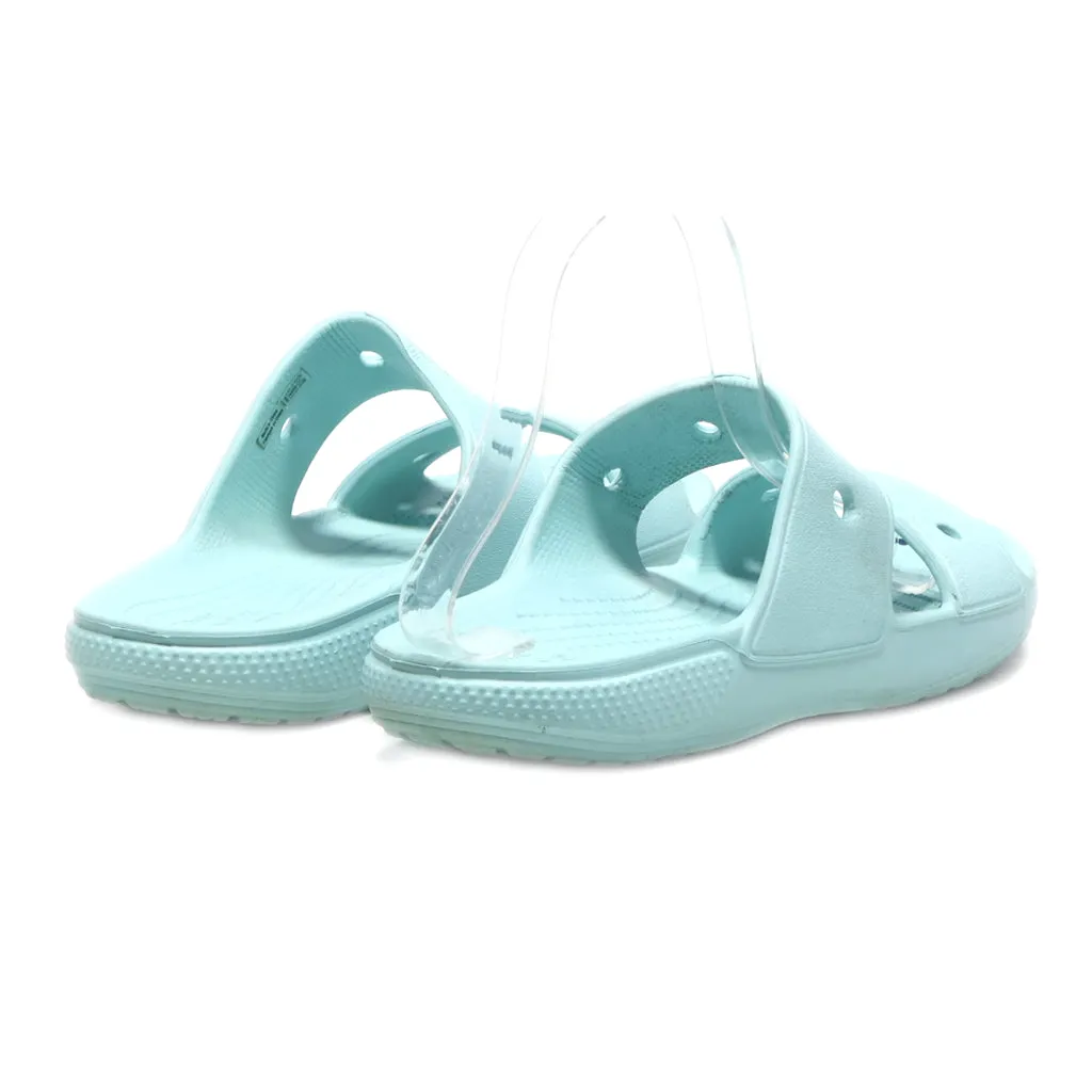 Crocs Classic Flat Sandals Rubber Blue Colour For Women