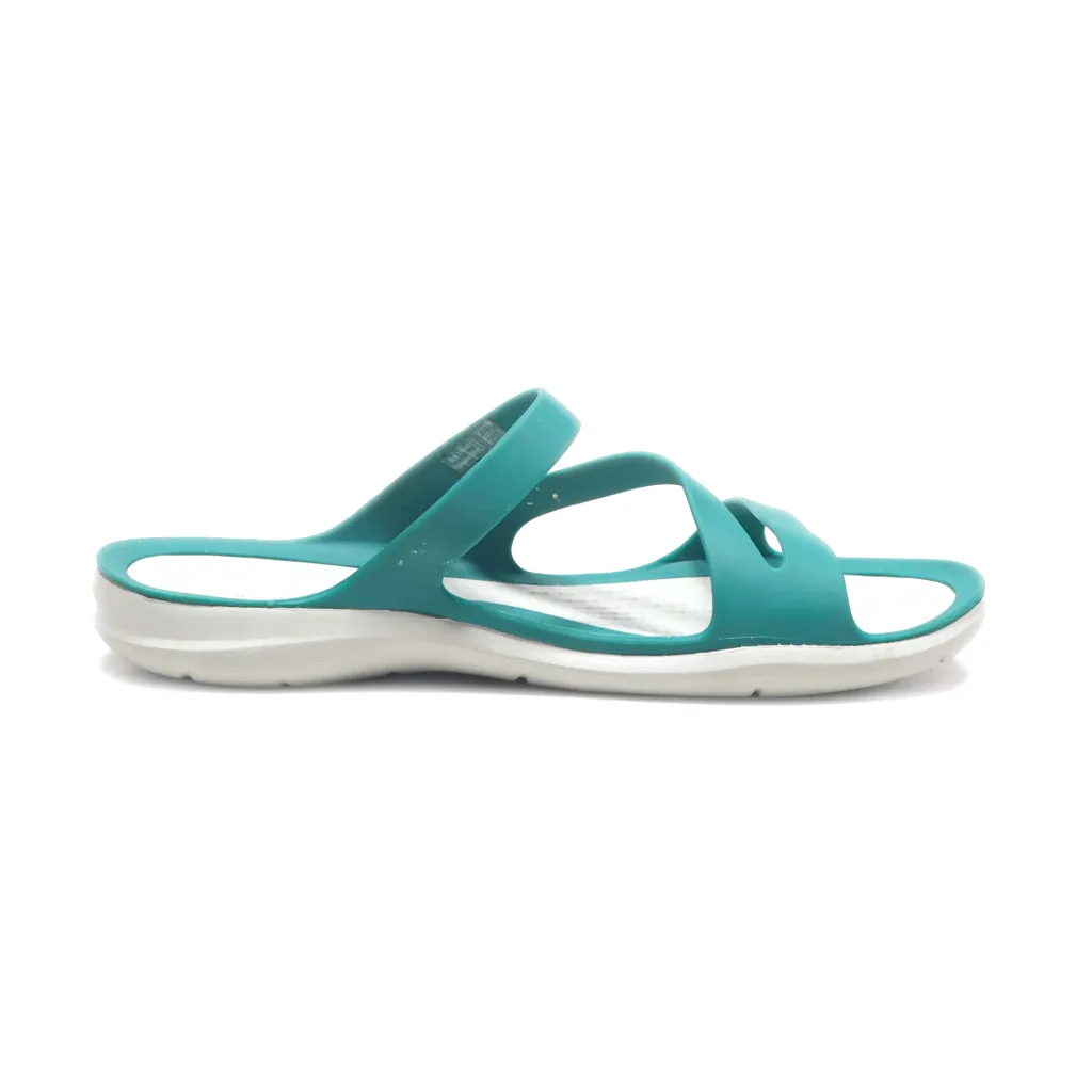 Crocs Swiftwater Flat Sandals Rubber Green Colour For Women