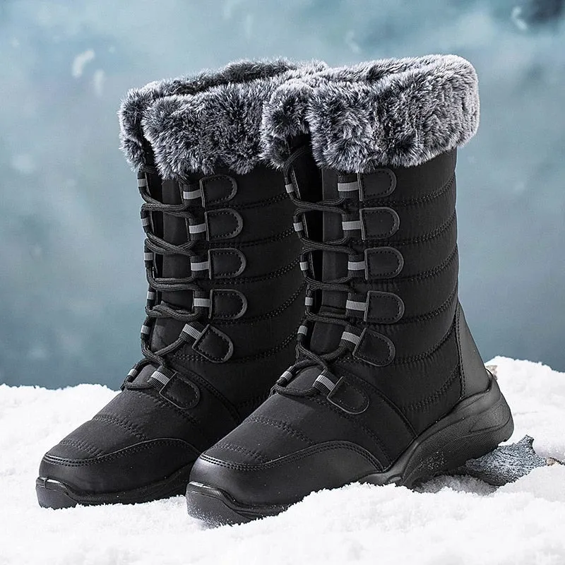 Cuzcare Fur Orthopedic Shoes Mid-calf Snow Boots For Women