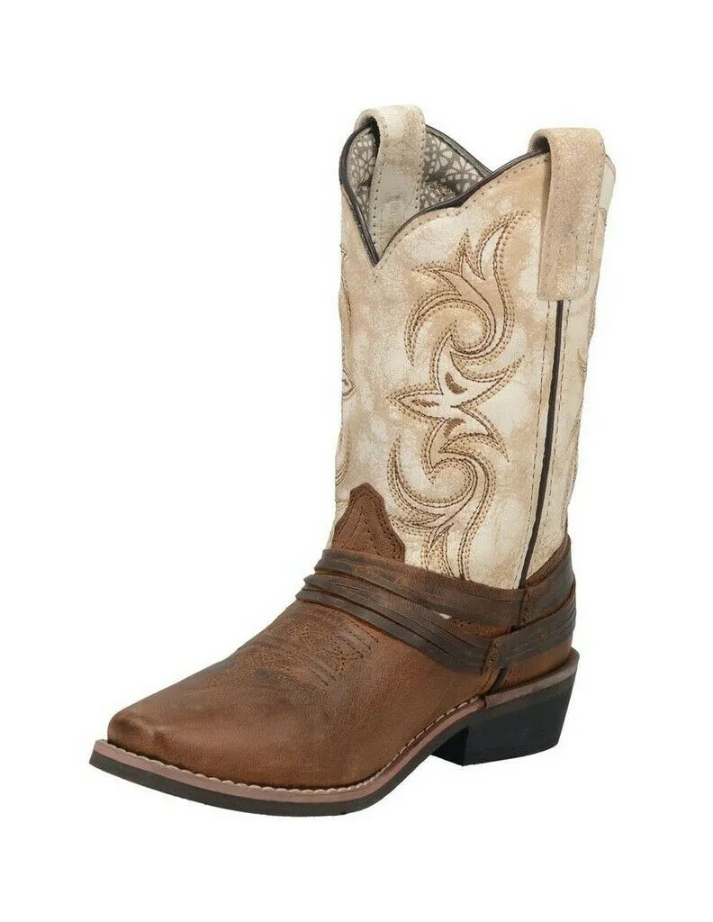 Dan Post Western Boots Girls 8" Lil' Myra Leather Brown White DPC2911