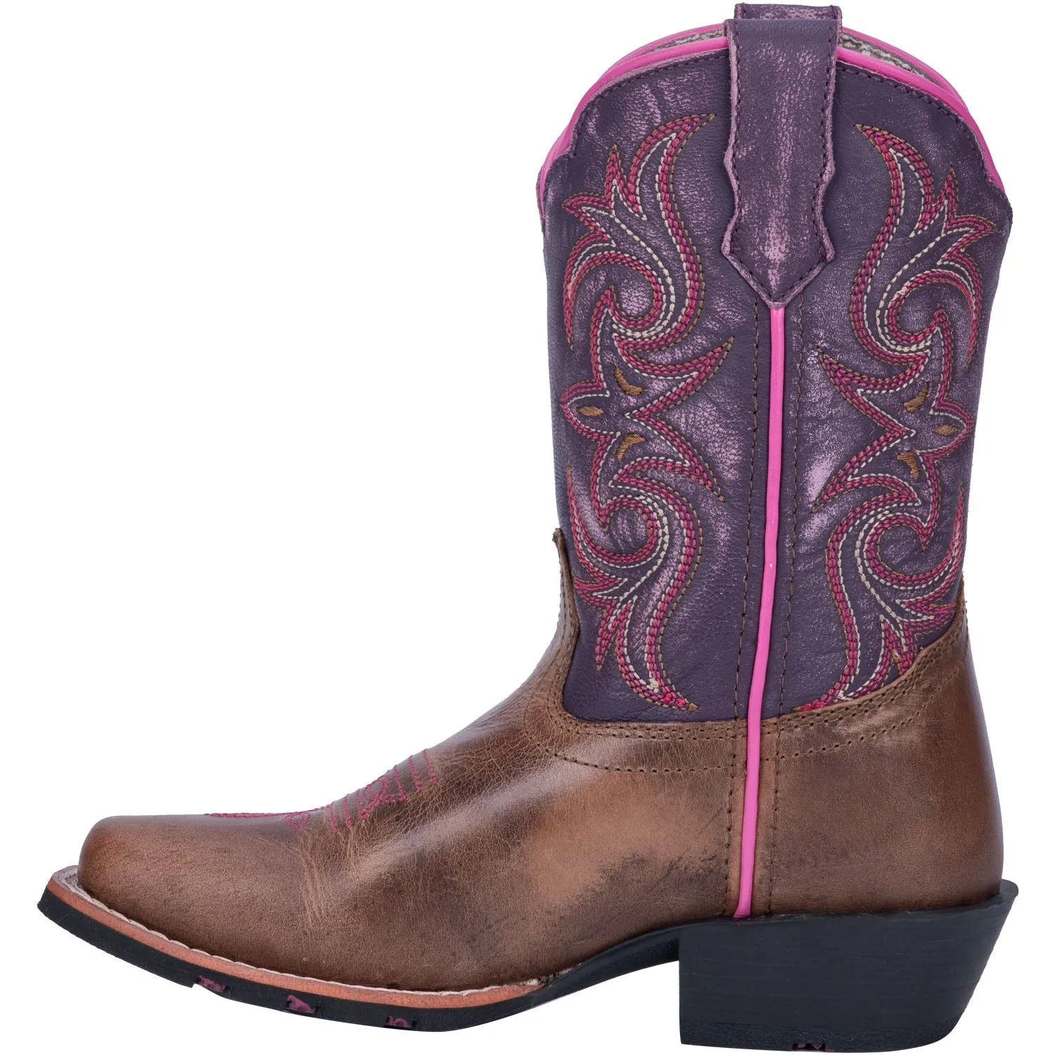 Dan Post Youth Girls Brown/Purple Majesty Cowboy Boots Leather